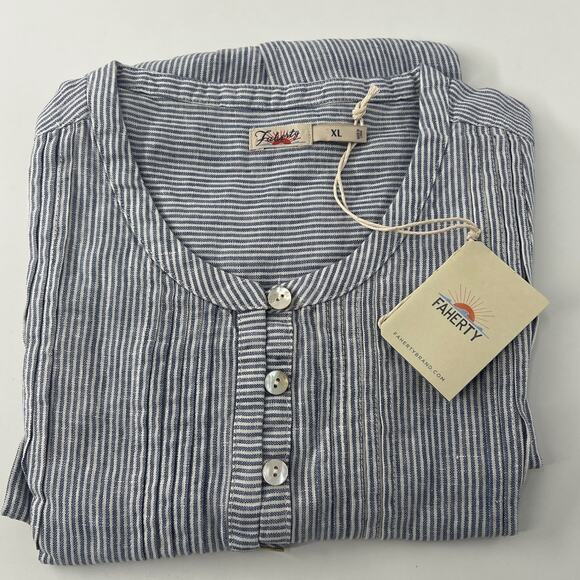 Faherty Blue Mini Stripe Isha Dress XL - Picture 3 of 13